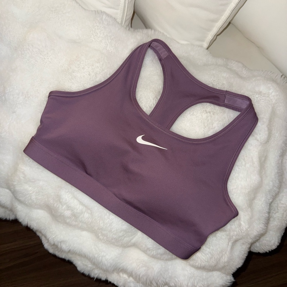 Nike Mauve Racerback Sports Bra with White Swoosh